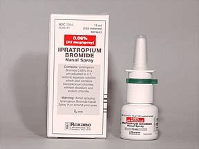 Ipratropium is a medication used to relieve runny nose and nasal inflammation (rhinitis) caused by colds and allergies, and as a bronchodilator to relieve bronchospasm and ease breathing in chronic obstructive pulmonary diseases (COPD), including chronic bronchitis and emphysema. . Ipatropium nasal spray